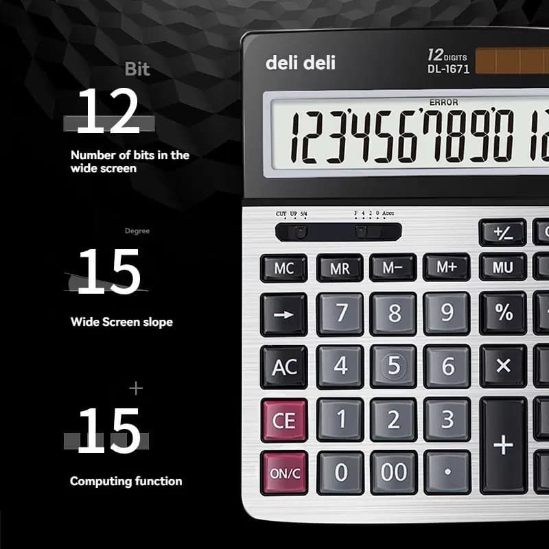 Calculatrice de Bureau 12 Chiffres 183*135.2*38.8MM Dark Gray 2