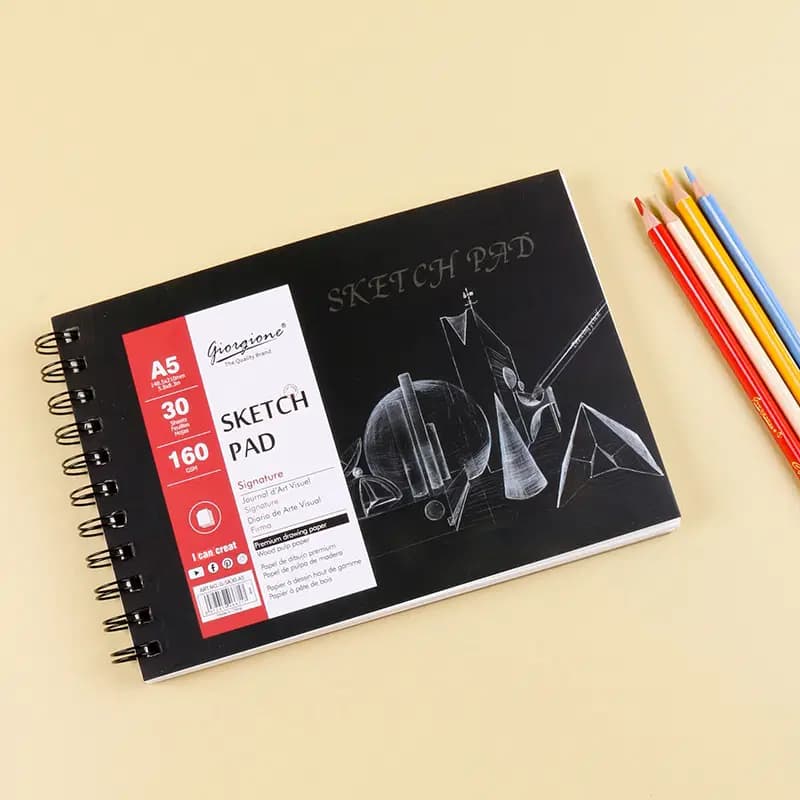 Cahier Dessin Sketchbook Acrylique Noir A5 160GSM Gr 47616 6135554026597