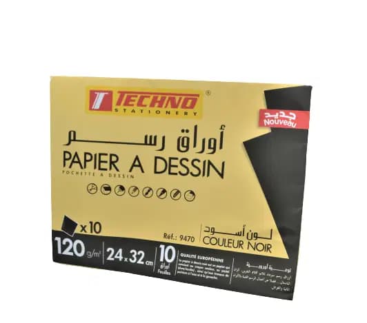 Papier a Dessin Noir Pochette 10F 120G 24*32CM