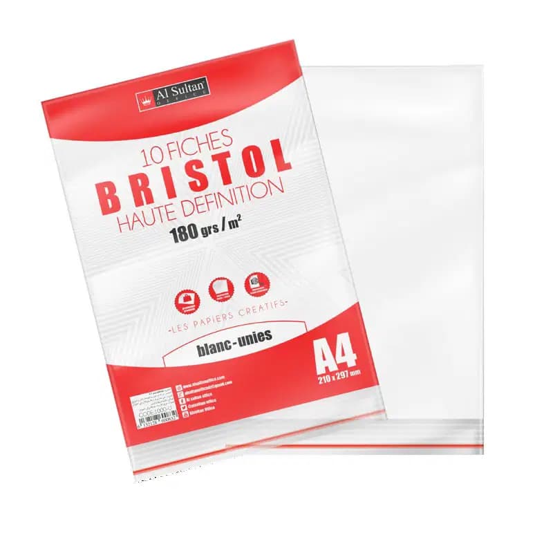 Ram Bristol A4 180G Blanc Pqt de 10 Sultan 1000-P10/UN 6132128604588