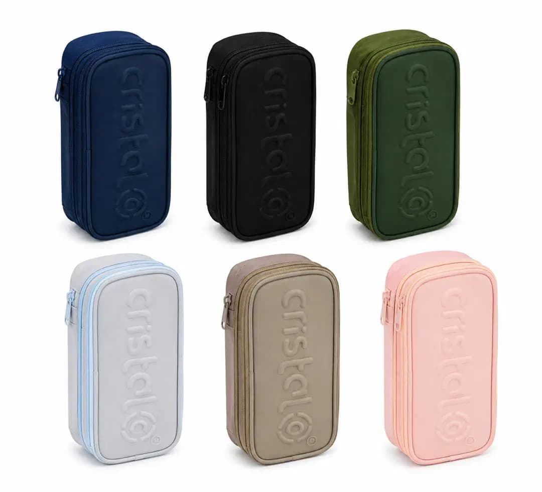 Trousse Double Fermeture Rectangulaire 6 Coul Uni Cristal CR-11015
