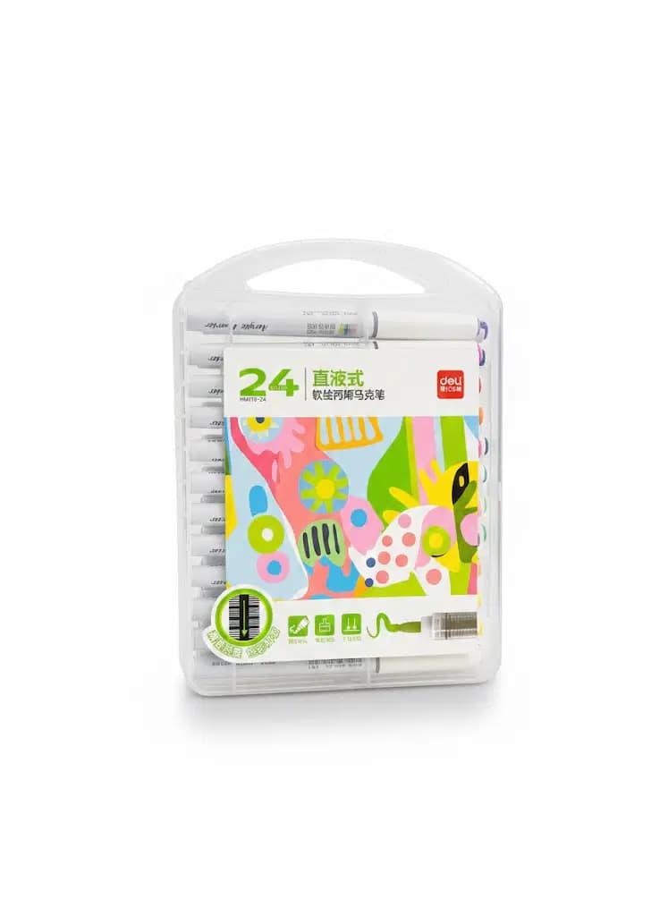 Marqueur Acrylique Boite de 24 Couleurs/rond Encre a Base D’eau Deli HM119-24