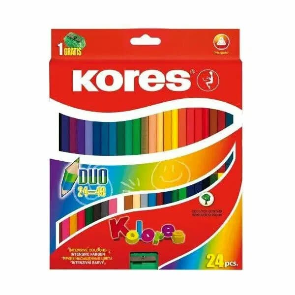 Crayon Couleur Kores Duo de 24=48 Ref 93224