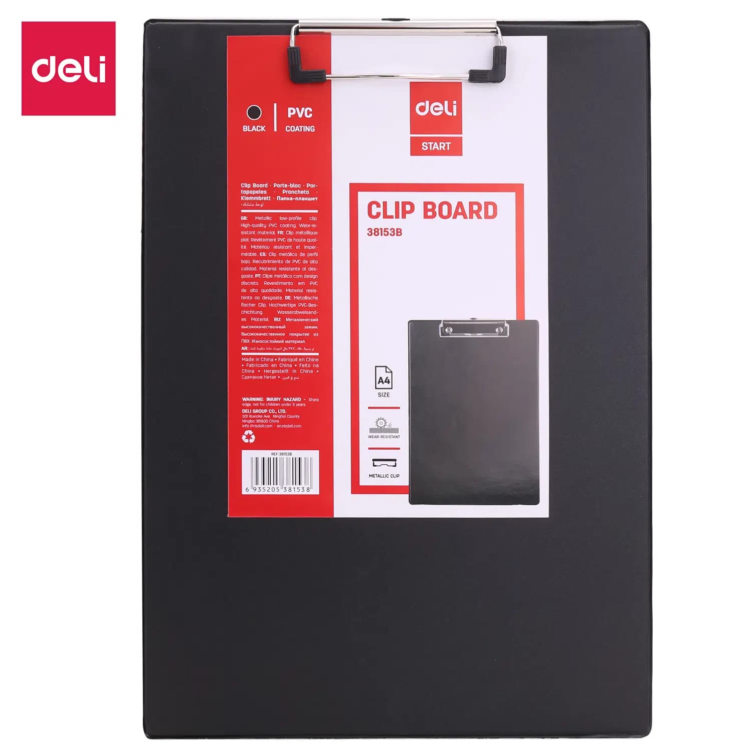 Clip Board A4 en Pp Black Deli Ref 38153B
