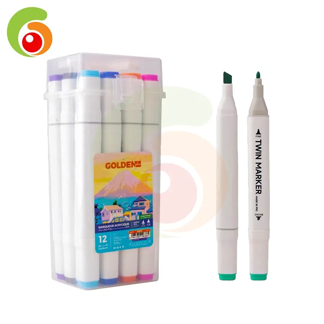 Marqueur Acrylique Double Tete 12 Couleurs Ref 81610 Golden