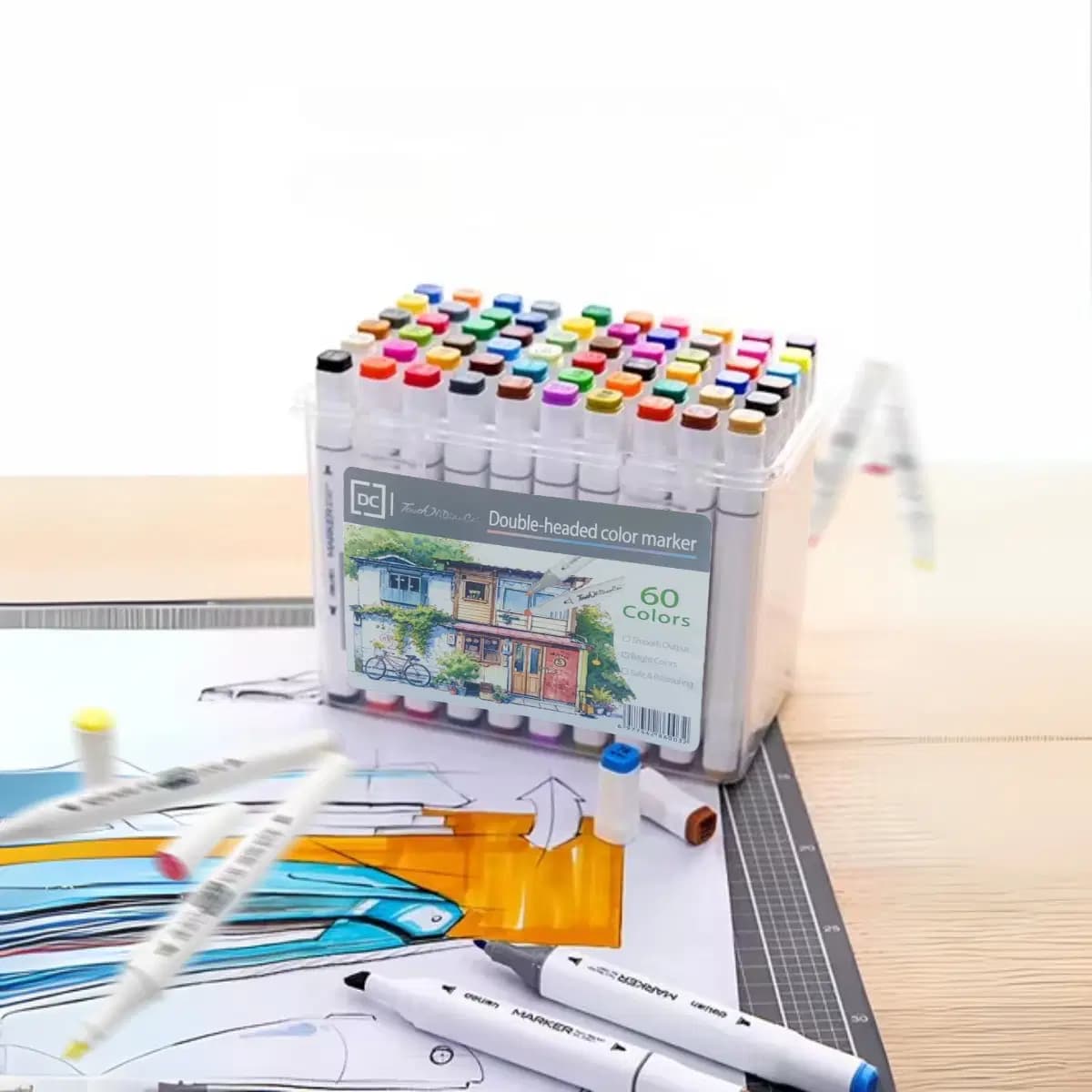 Marqueur Acrylique Double Tete 80 Couleurs Ref RS-80 Dc