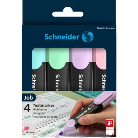 Surligneur Pastel JOB152 en Pochette de 4 Schneider 115098