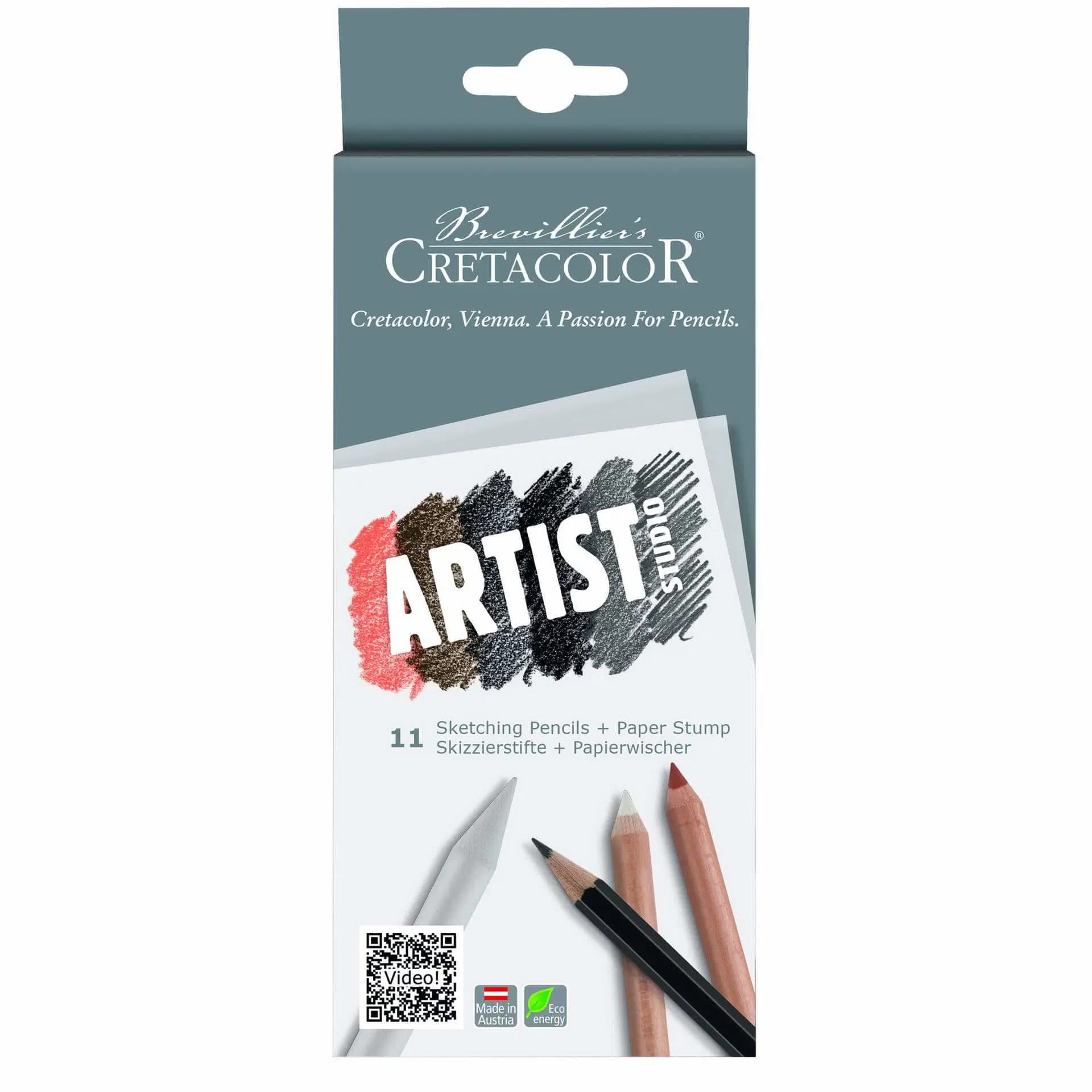 Artist Studio Sketching Pencils + Paper Stump, 11 Pcs.