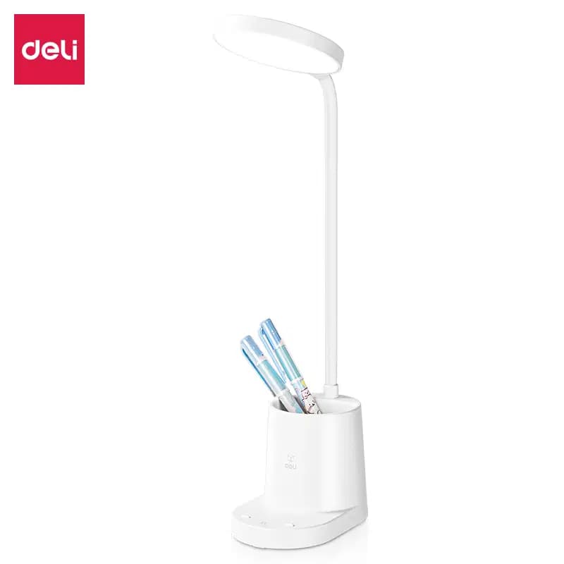 Lampe de Bureau Rechargable Avec Porte Stylo et Tlephone White Deli Ref 4316