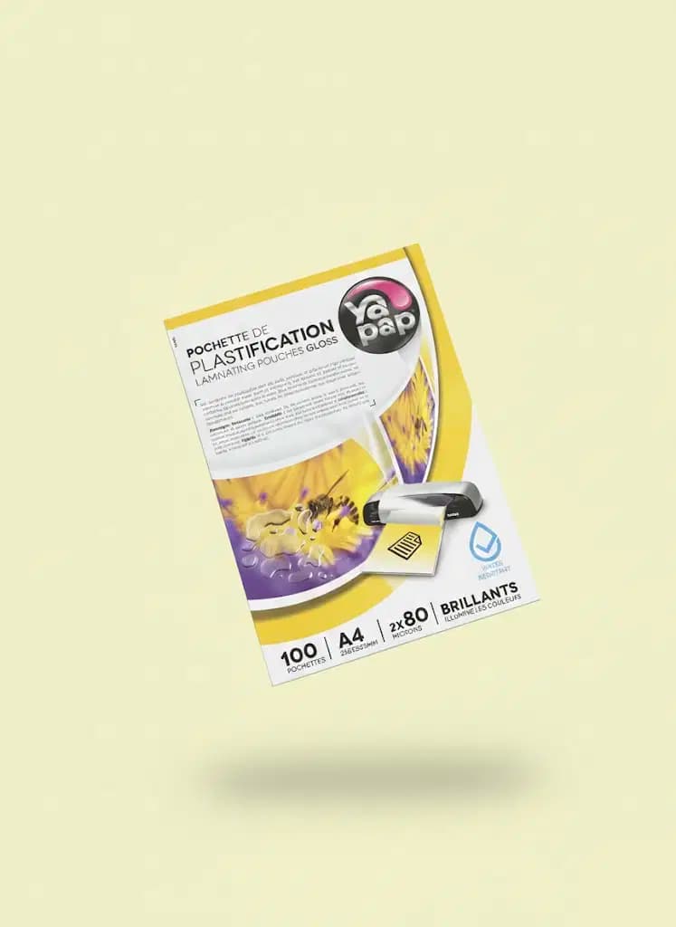 Pochette de Plastificationn A4 2*80 Mic Brillant Ref YA42001 Yapap