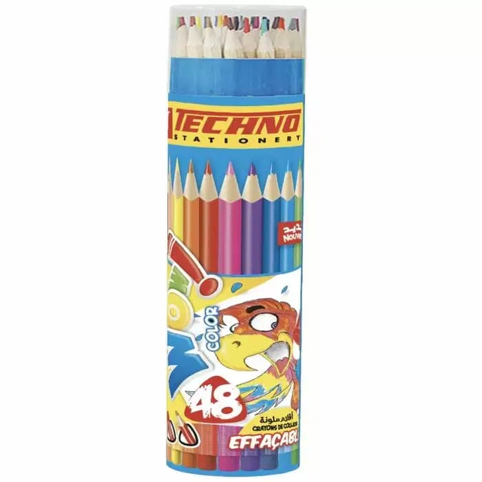 Crayon Couleurs Wow Efacable Boite Rond de 48 Cl Techno 5807