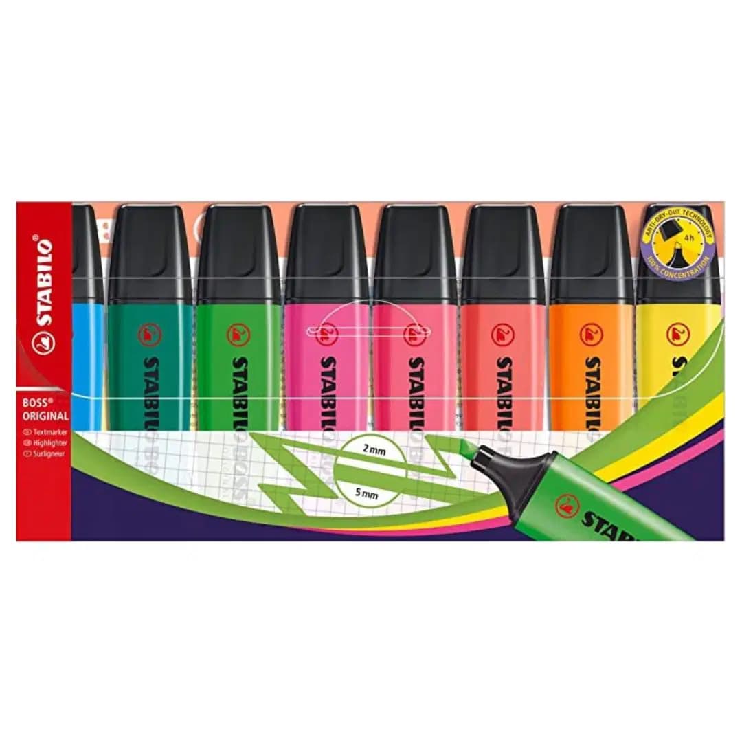 Surligneir Stabilo Boss Fluo en Pochette de 8 Pcs Tablo 70/8