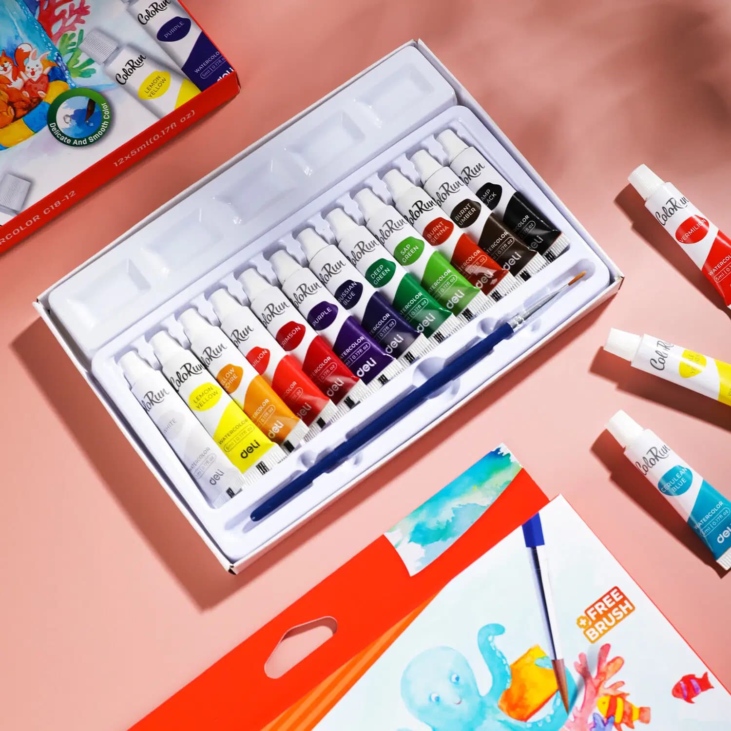 Gouache de 24 Couleurs 5ml /0.17 Fl Oz / Avec Pinceau Color Deli Ref EC18-24 2