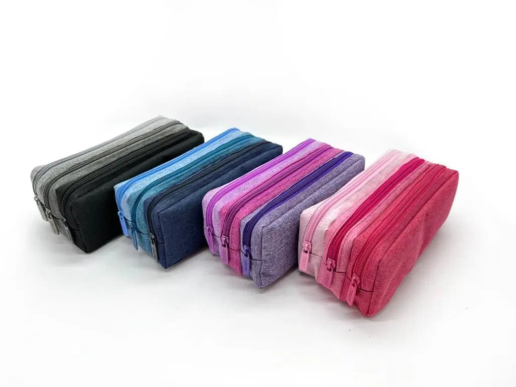 Trousse Rectangulaire Triple Poche Tri-color Cristal CR-1716
