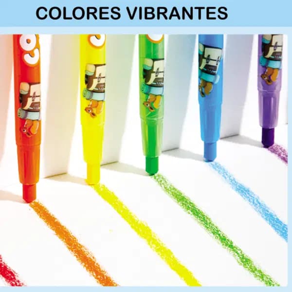 Cire Pour Ecolier Twistable Pochete de 12 Coleurs Kids Deli Ref C223-12 7