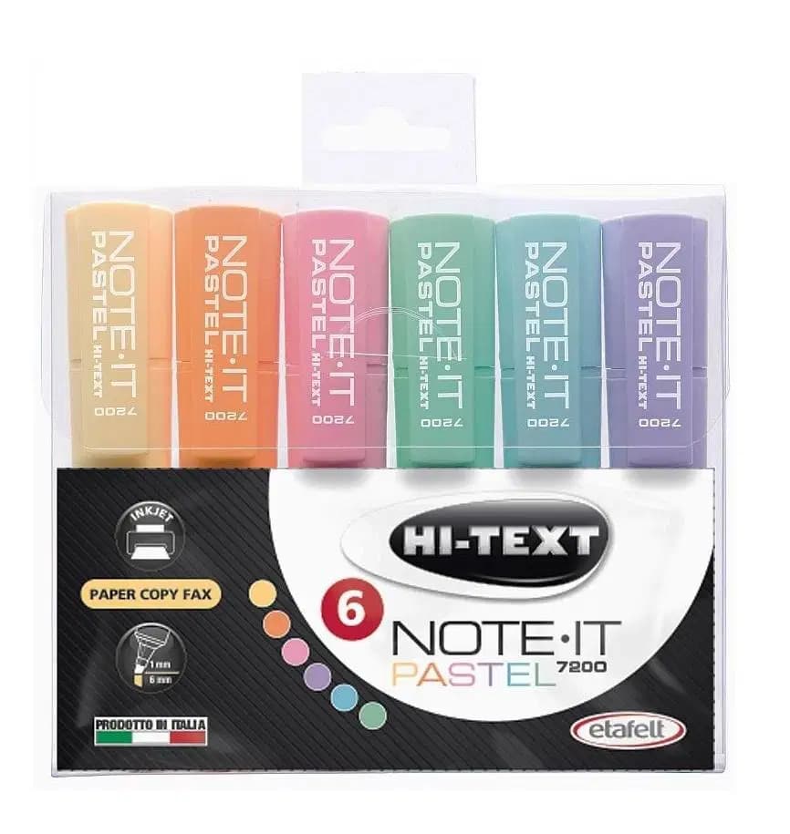 Surilgnieur Hi Texte Pastel en Pochette de 6 Couleur 7200