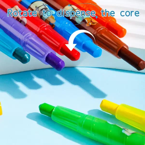 Cire Pour Ecolier Twistable Pochete de 12 Coleurs Kids Deli Ref C223-12 6