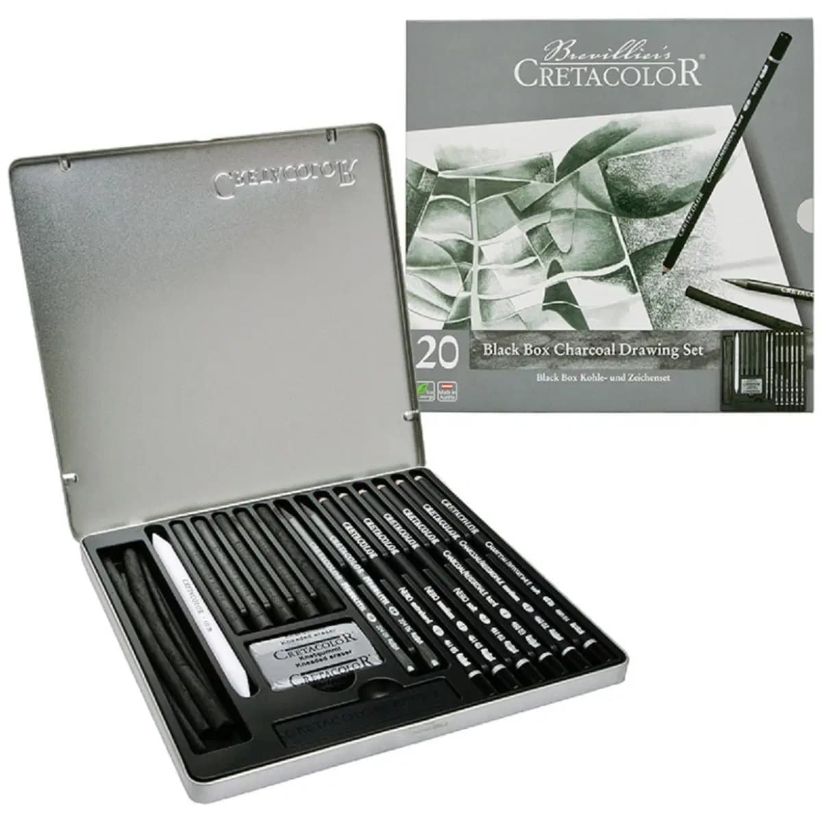 Boite Métal Cretacolor Assortiment 20 Pièces Charocoal Drawing Set 2