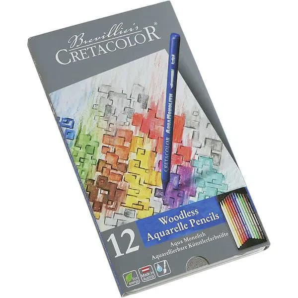 Boite Métal Cretacolor Assortiment 12 Pièces Woodless Aquarelle Pencils