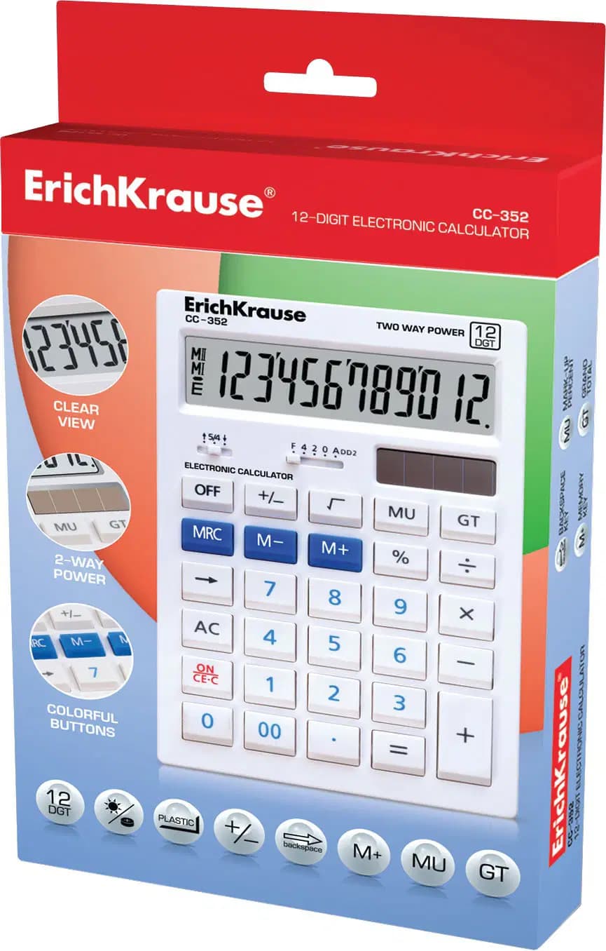 Calculatrice Blanche 12 Chiffres CC-352 EK-40352 2