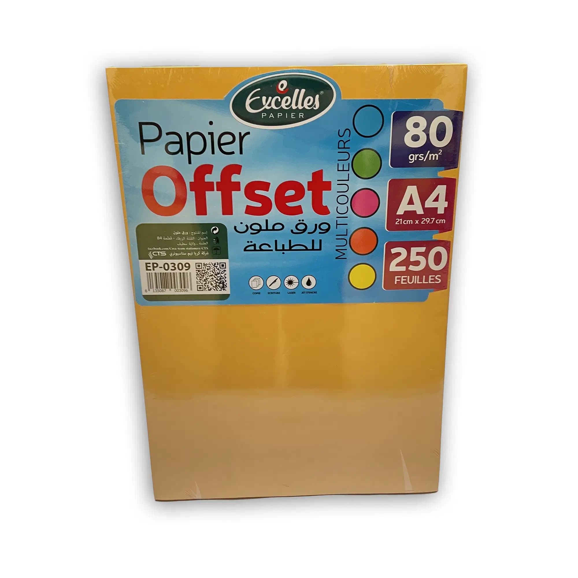 Papier Offset 80G Multi Couleur A4 250F Excelles Ep 0309