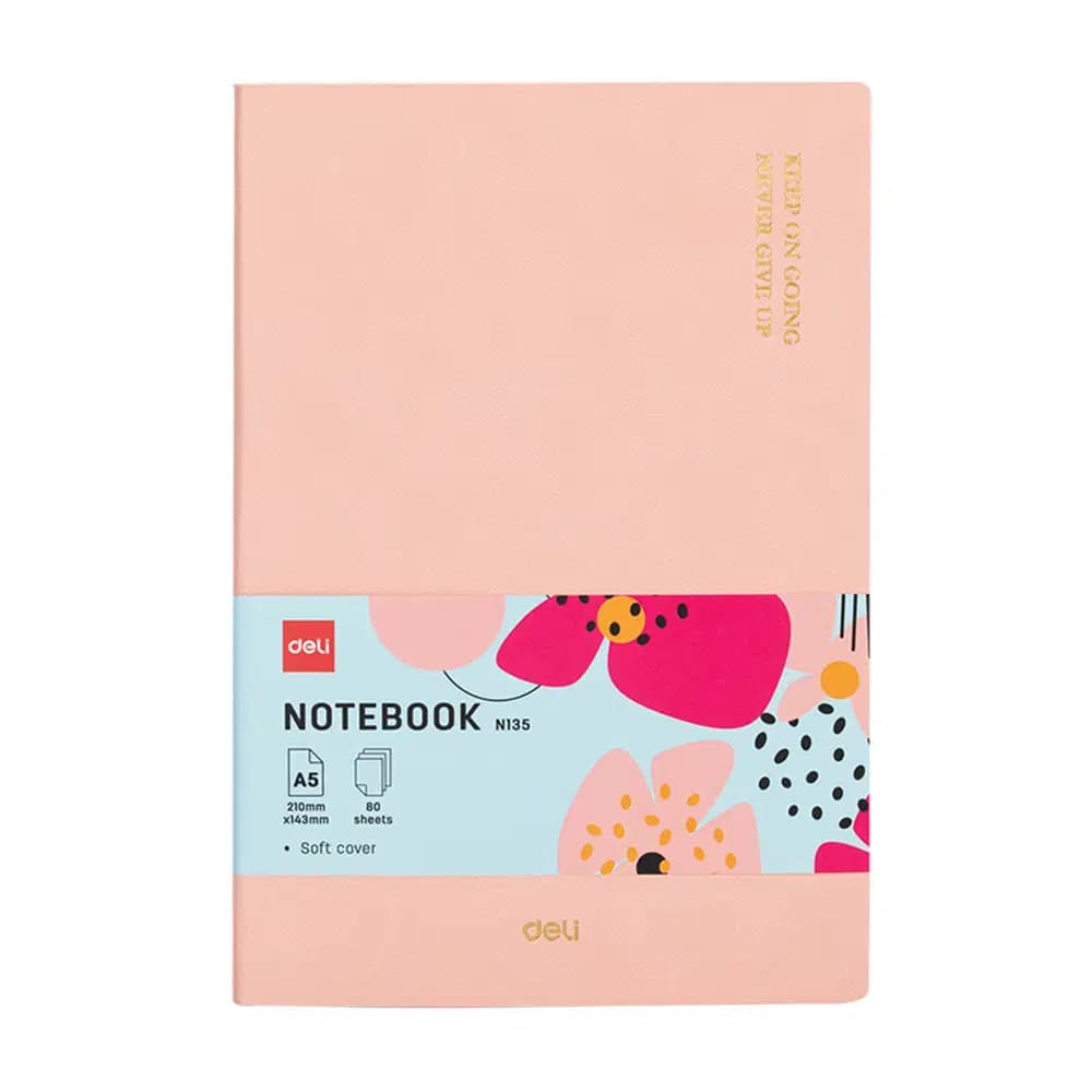 Note Book Leather Cover 210*143 (A5/80F/70G) Deli Ref N135L Pink