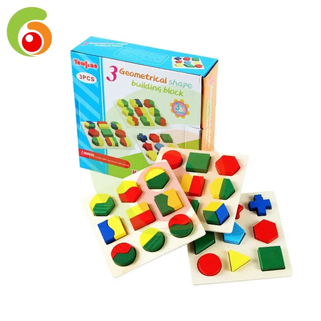 Jeux Educatif en Bois Puzzle Forme et Couleur 3PCS