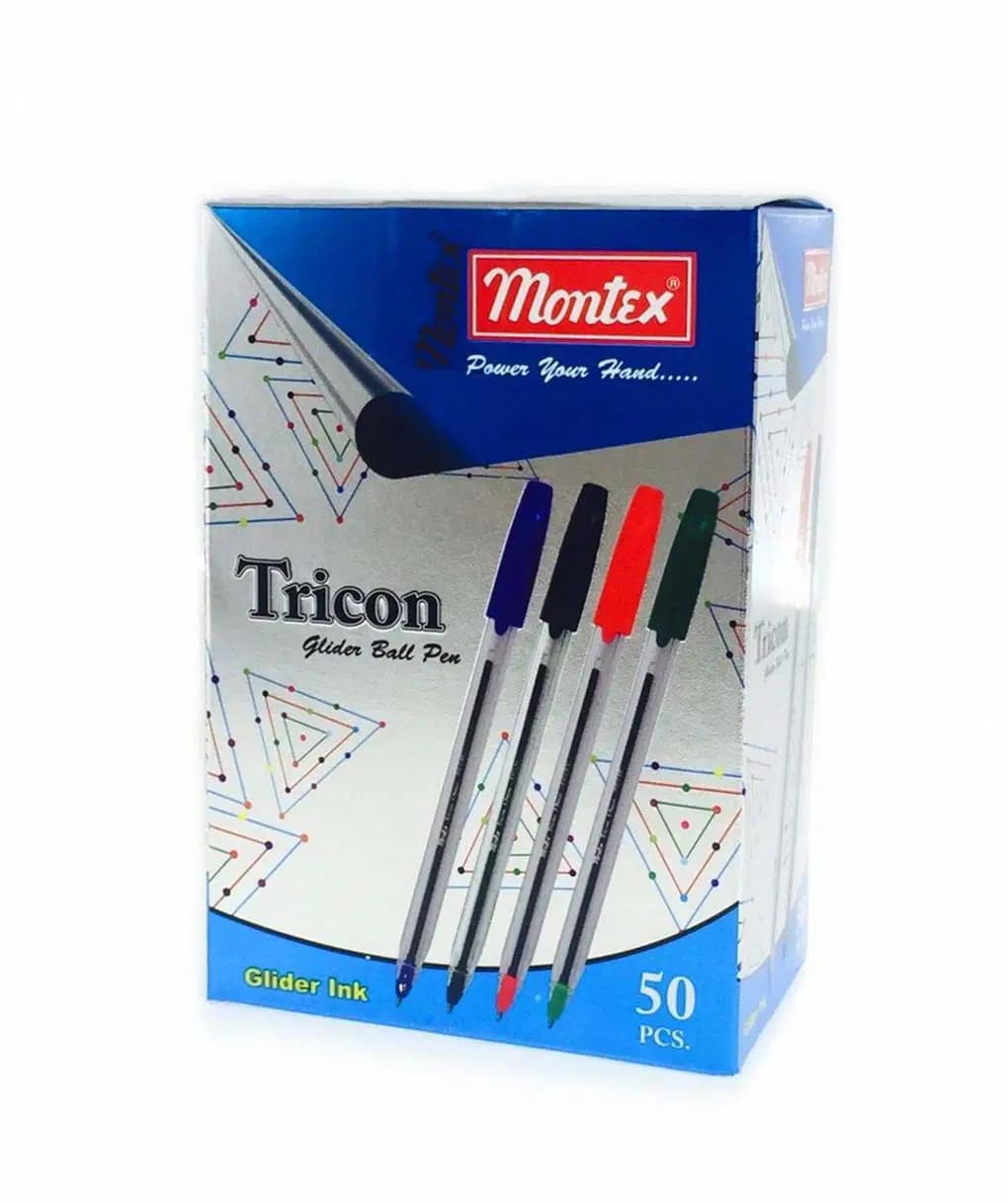 Stylo a Bille Montex Tricon Corp Transp Bleu .vert .rouge. Noir