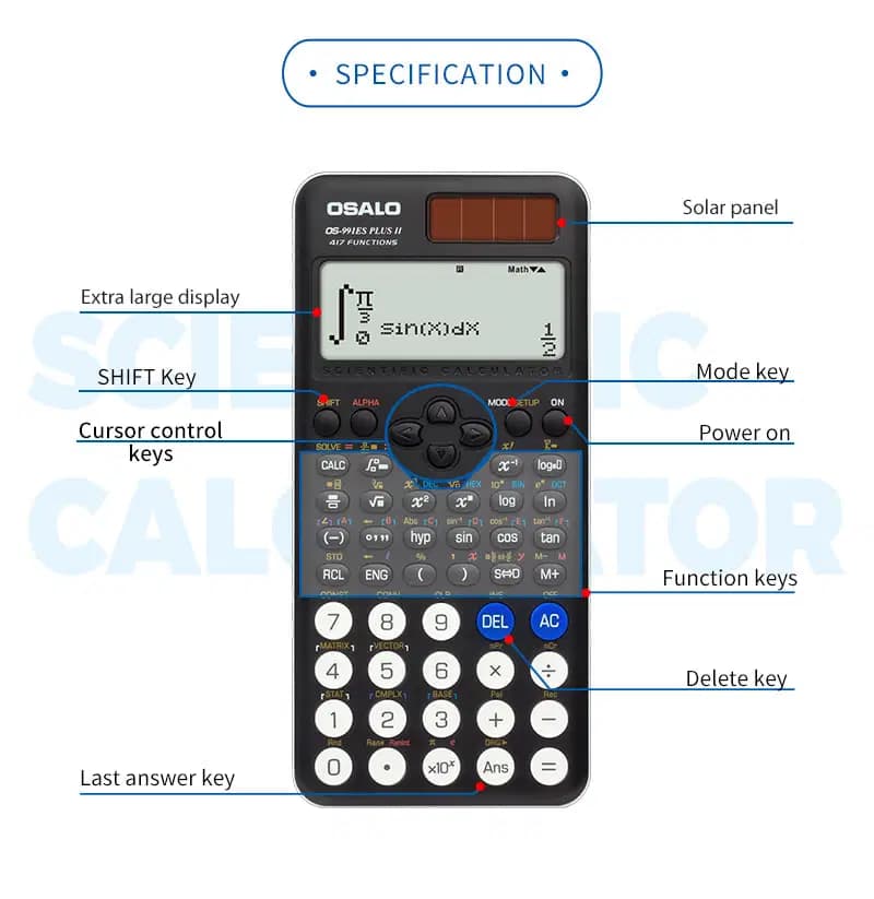 Osalo Calculatrice Scientifique Série Ii - 417 Fonctions OS-991ES Plus Ii Black 5
