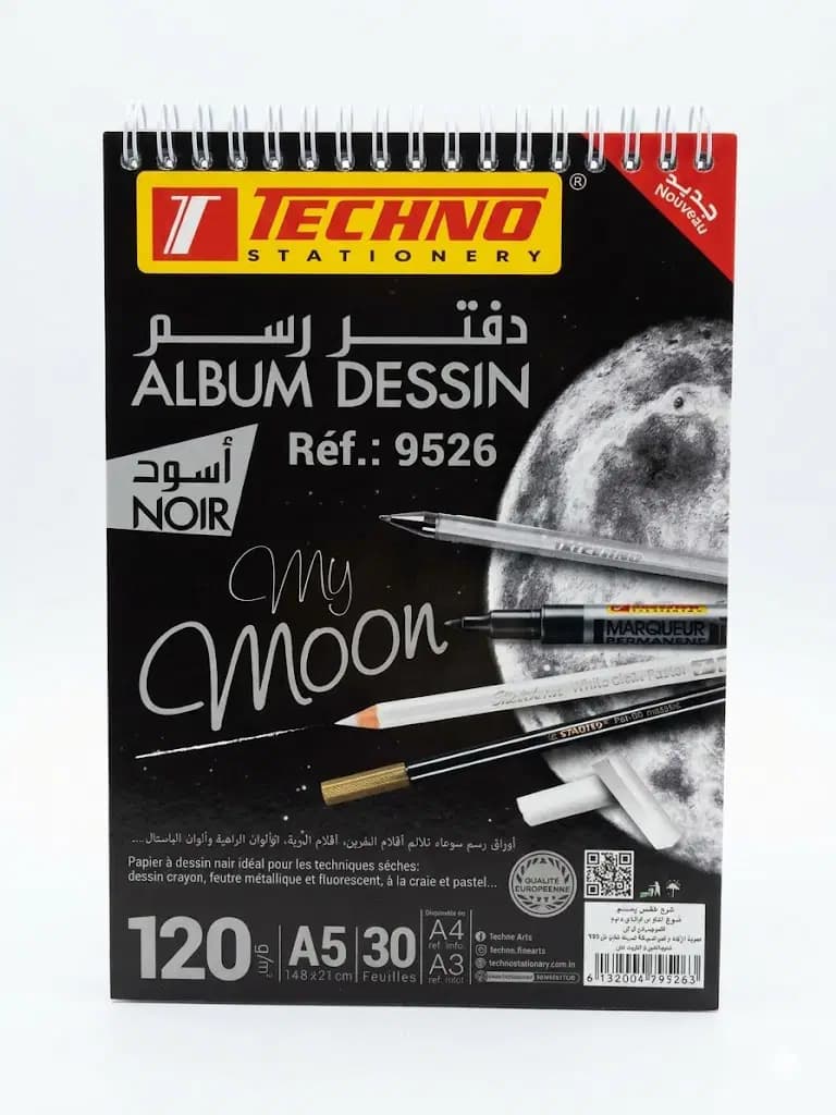 Album Papier Noir 30F A5 14.8*21CM 120G My Moon Techno 9526
